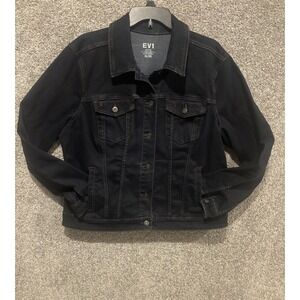 EV1 Ellen Dark Jean Jacket With "Love Flag On The Back.  XL